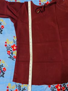 Maroon Tie-Neck Blouse
