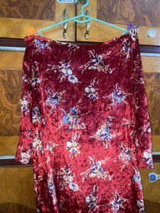 Sassafras Velvet Floral Off-Shoulder Dress XL