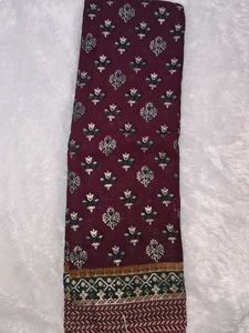 Burgundy Floral Dress Material without blouse