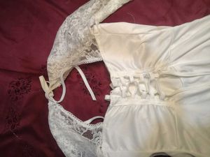 Backless Corset Lace Trim Off-White dress