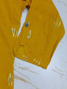 bust 34 Mustard Yellow Embroidered Kurta