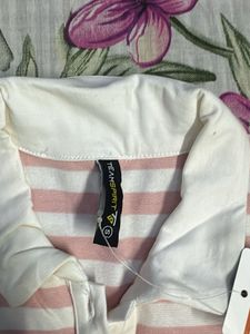Pink Striped Polo T-Shirt