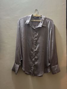 Satin Button-Up Shirt