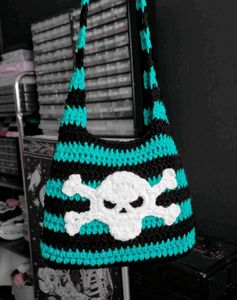 Crocheted Skull & Crossbones Handbag