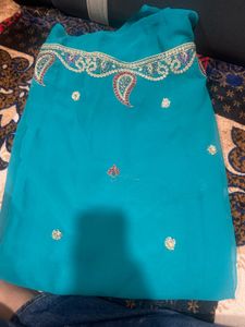 Elegant Turquoise Embellished Saree