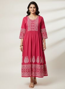 Pink Embroidered Maxi Dress