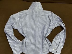 classic blue Striped Button-Up Shirt