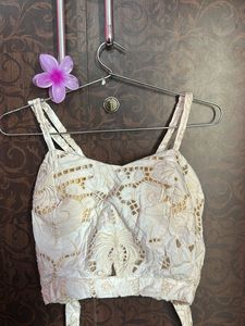 White Lace Crop Top