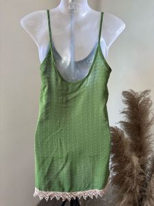 Green Lace Trimmed Gown