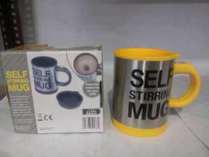 Self Stirring Mug - Yellow & Silver