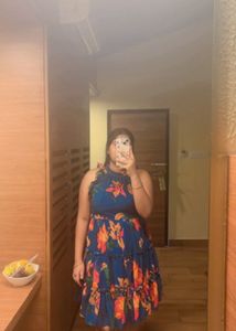 Blue Floral Tiered Mini Dress