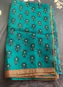 sea green beautiful flower design saree