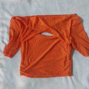 Orange Off-Shoulder Top