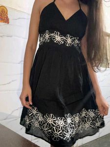 Cute Black Floral Mini Dress