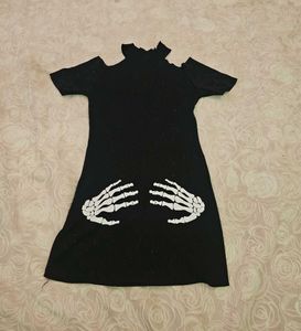 Black Skeleton Hand Graphic Dress