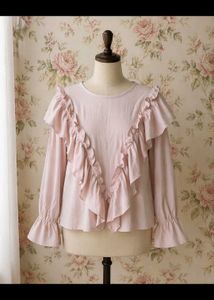 Chic Ruffled Pink Long Sleeve Top