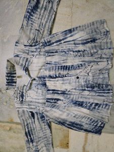 Blue Tie-Dye Shirt Tunic Top