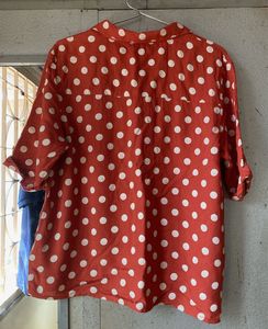 Rust dotted Button-Up Shirt