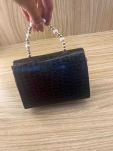 Chic Black Croc Embossed Clutch Bag