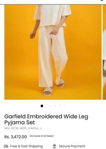 Garfield Embroidered Wide Leg Pyjama Set