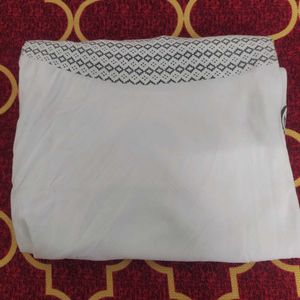 Elegant White Anarkali Kurti with Black Print