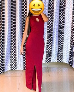 Elegant Red Maxi Dress with Slit