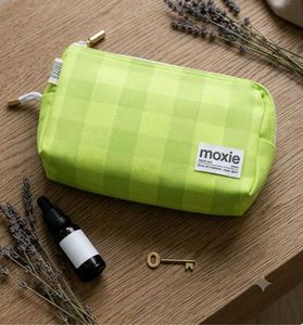 Lime Green Plaid Cosmetic Pouch