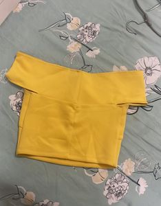 Yellow Off-Shoulder Crop Top