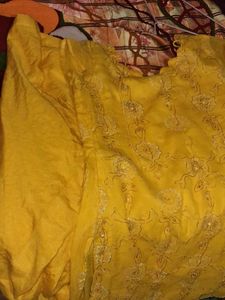 Yellow Embroidered patiala Kurta set