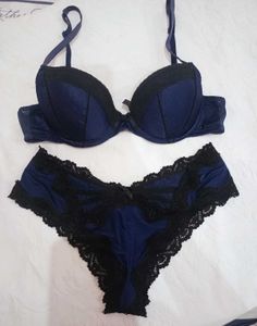 Elegant Blue Lace Bra Set
