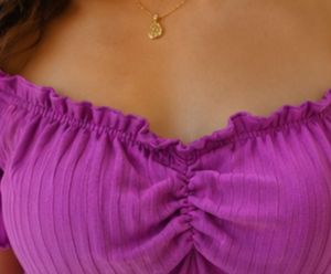 Purple Off-Shoulder Ruched Top
