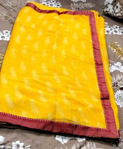 RED BORDERED YELLOW SAREE