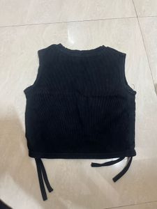 Black Off-Shoulder Ribbed Top