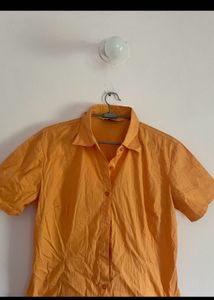 Orange Short Sleeve Button-Up Shirt