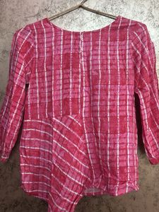 Chic Pink Tie-Dye Kurta with designer sleeves