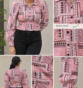 Print Button-Up Blouse