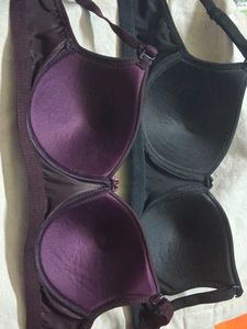 Comfortable Bra Set - Black &amp; Burgundy