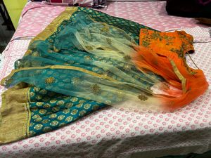 Banarasi Lehanga Crop-Top Set Size S