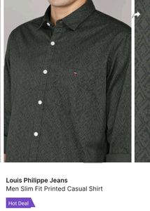 Louis Philippe  Premium Casual Print Shirt (Olive)