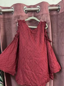 Chic Red Cold Shoulder Top
