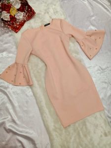 🌺SHEIN Peach Pearl Bell Sleeve Dress🌺