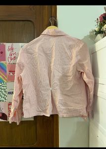 Chic Pink Striped Ruched Shirt