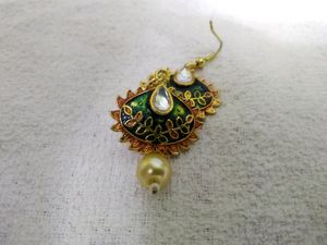 Beautiful, Pretty, Cute, Green Colour, Red Colour, Golden Colour, Moti, Diamond Earrings