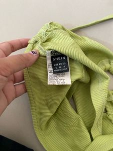 Lime Green Halter Neck Crop Top