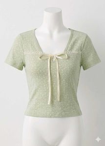Cute Green Floral Tie-Front Top