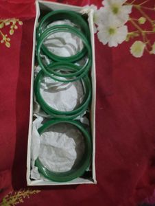 Emerald Green Glass Bangles Set of 2