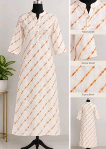 lehariya White Kurta with Orange Stripes