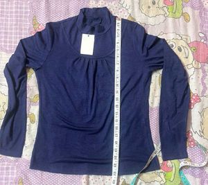 New Women's Pleated Mock Neck Knit Top