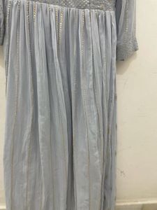 Lavender Ethnic Gown With Dupatta Beautiful Flare