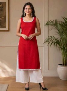 ✨ Vibrant Sleevele  Red Romance Kurta Set ❤️✨